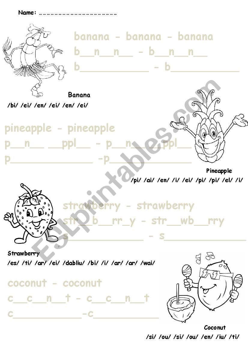 Fun fruits worksheet