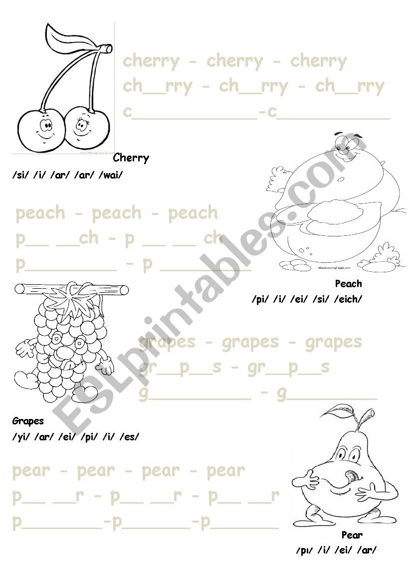 Fun fruits (part 2) worksheet