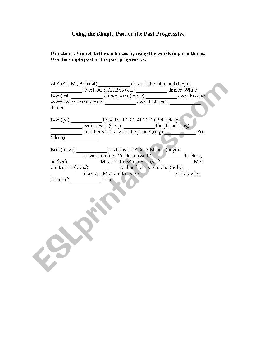 Using the Simple Past or the Past Progressive