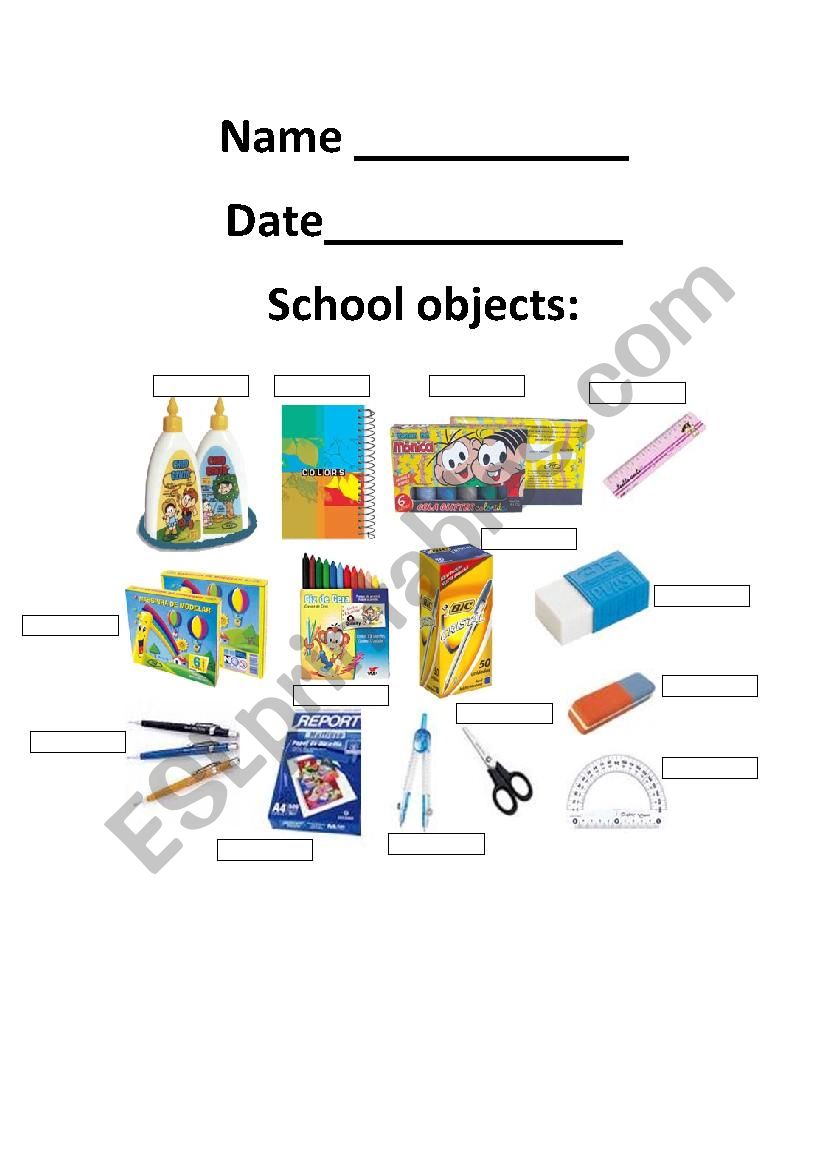 School objects. worksheet
