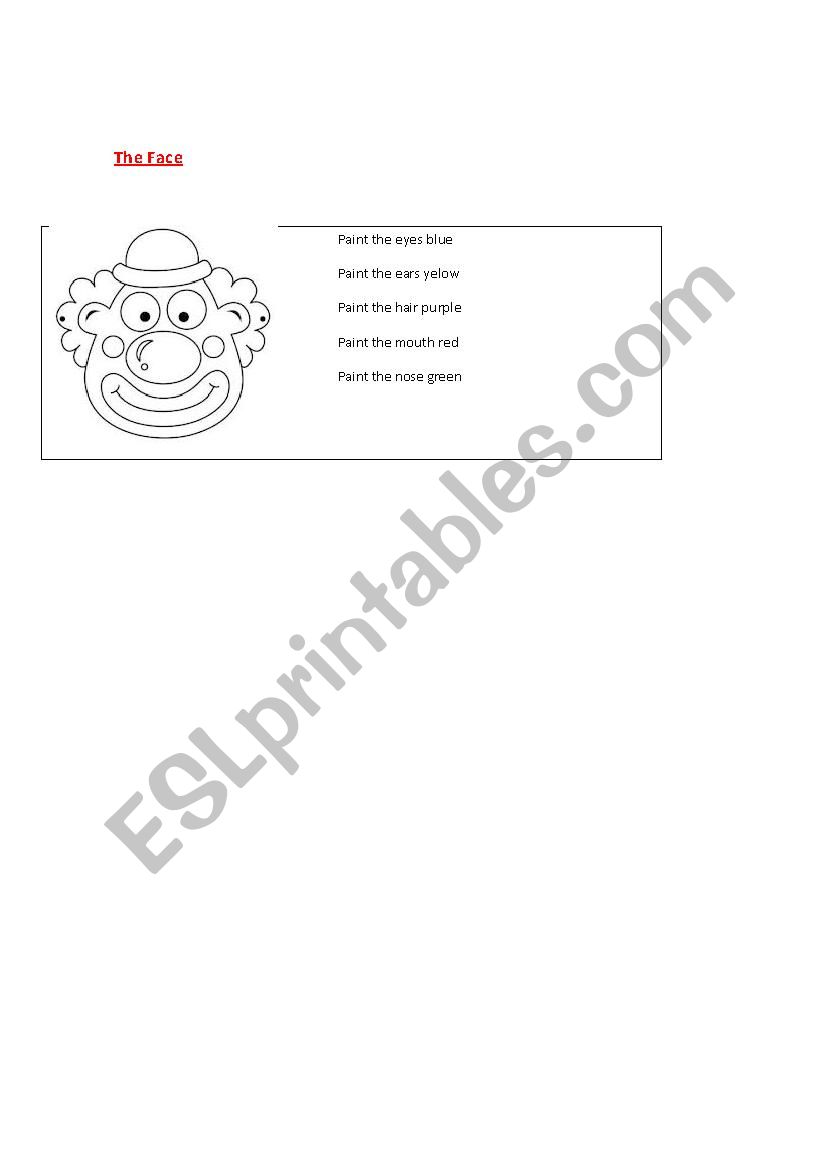 The Face worksheet