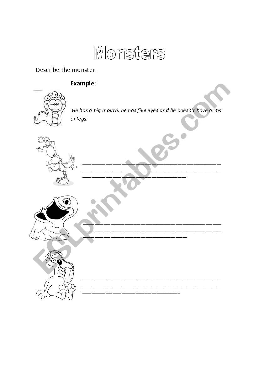 Monster worksheet