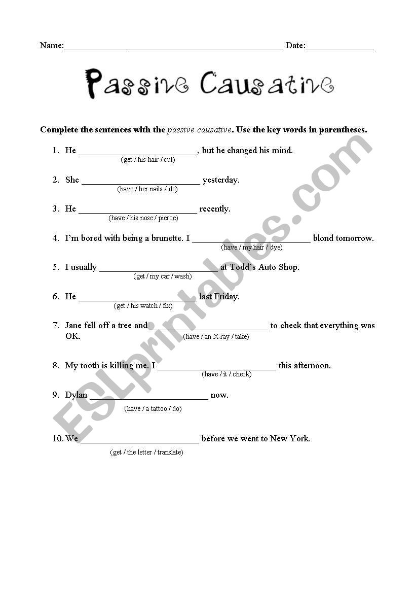 Passive Causative worksheet