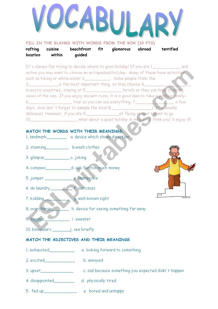 vocabulary exercises worksheet