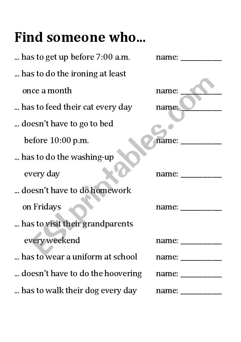 Find someone who ... worksheet
