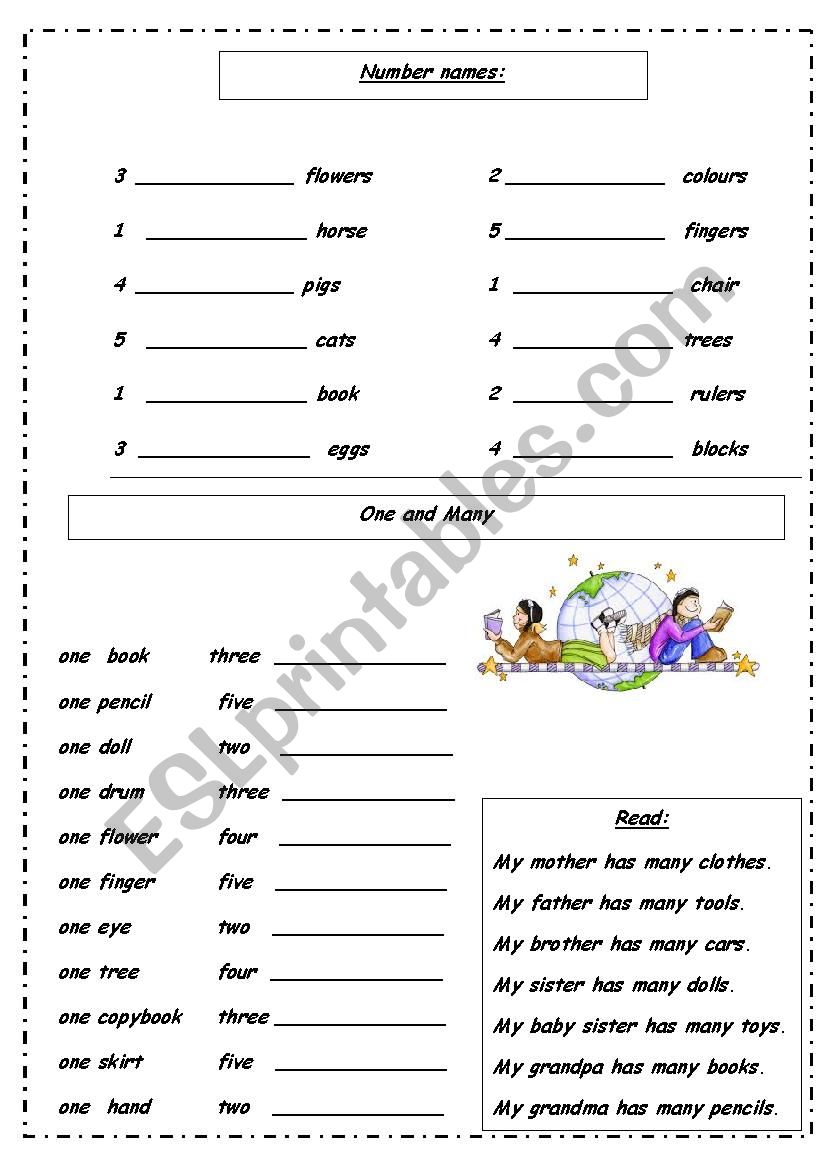 Number Names and Plurals worksheet