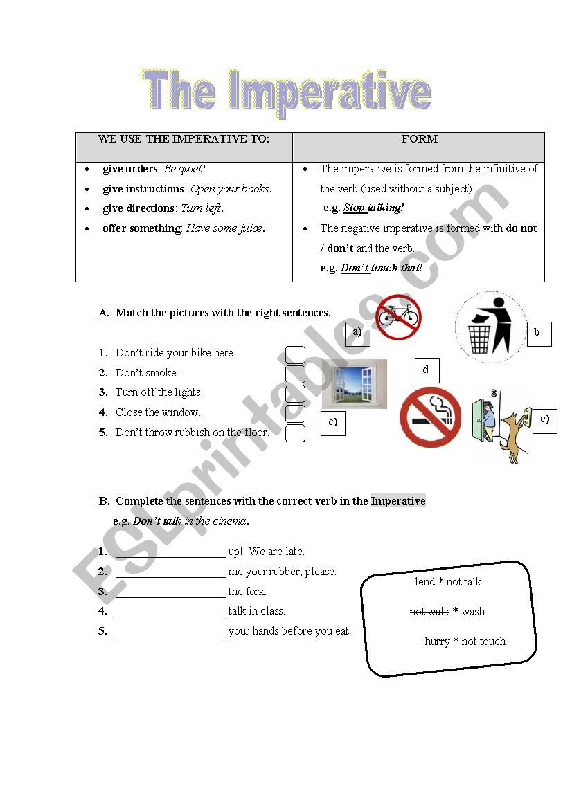 The Imperative worksheet