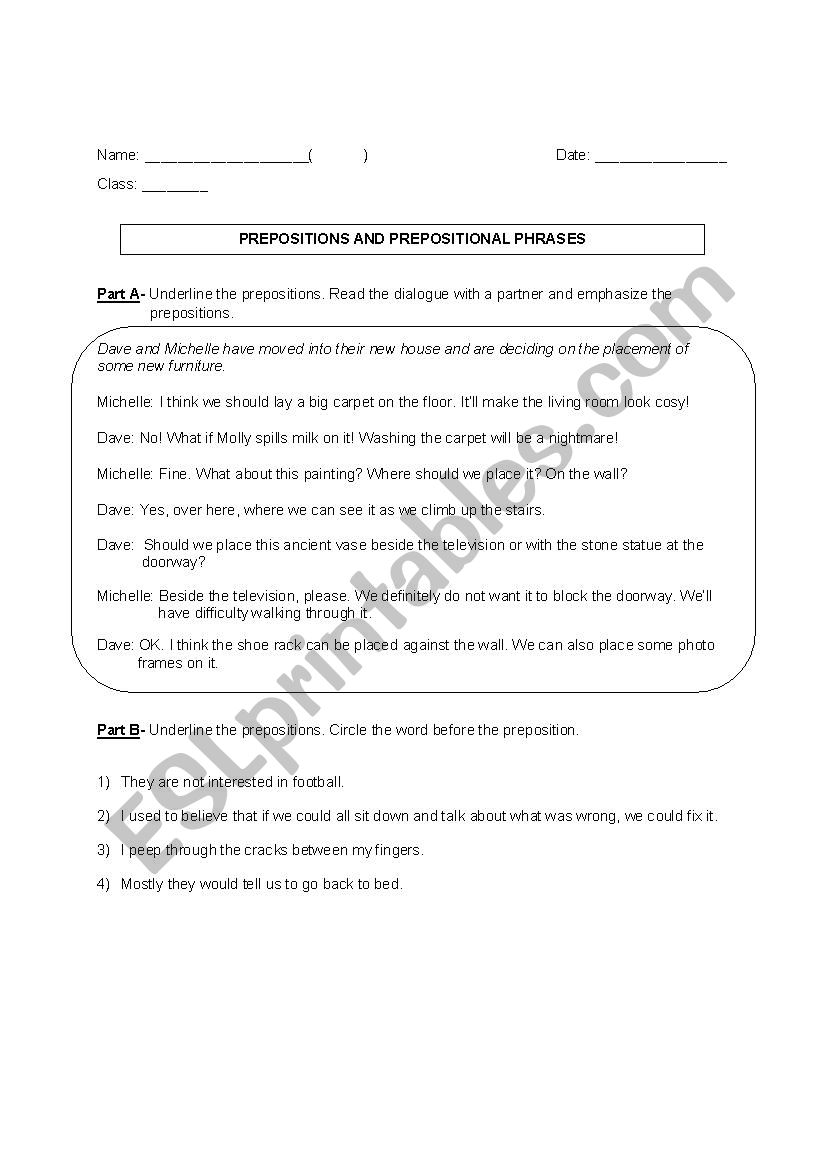 PREPOSITIONS AND PREPOSITIONAL PHRASES