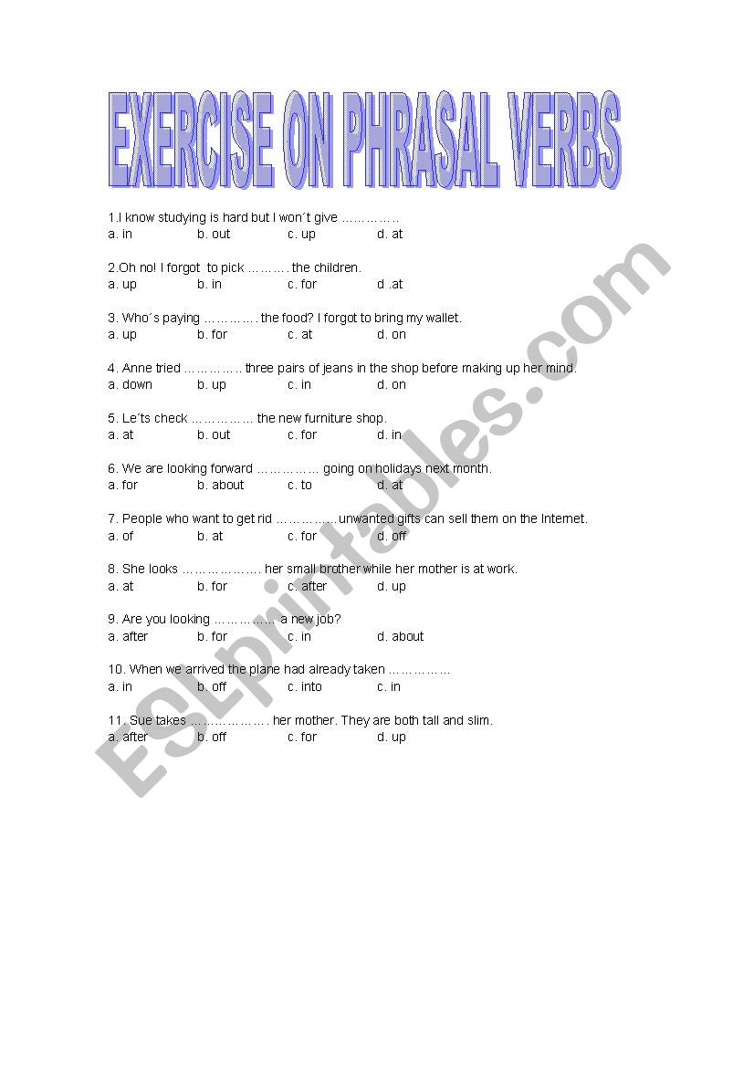 Verbs+Prep / English sayings worksheet