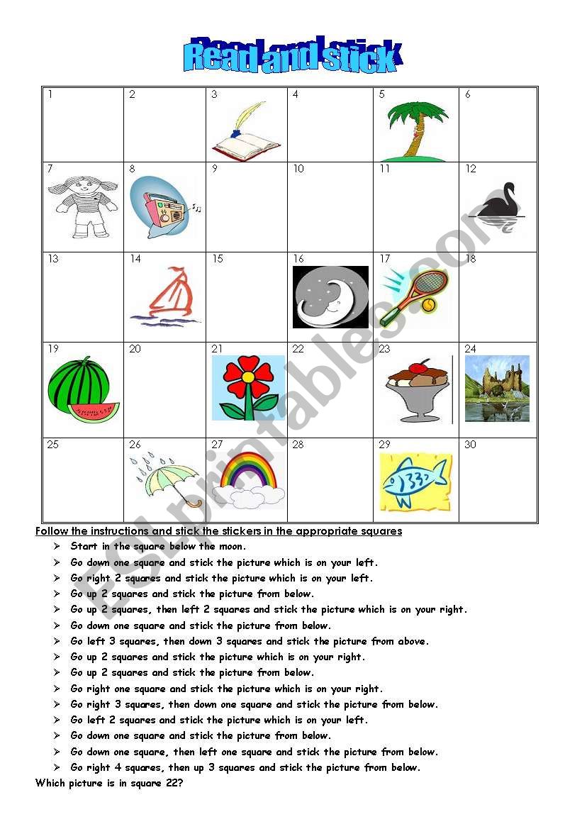 Read and stick worksheet