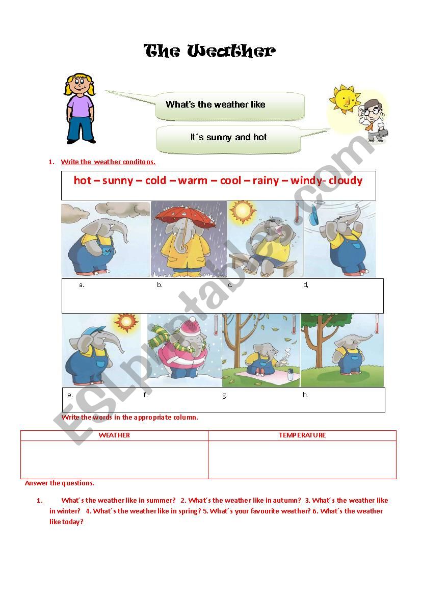 Wheather worksheet