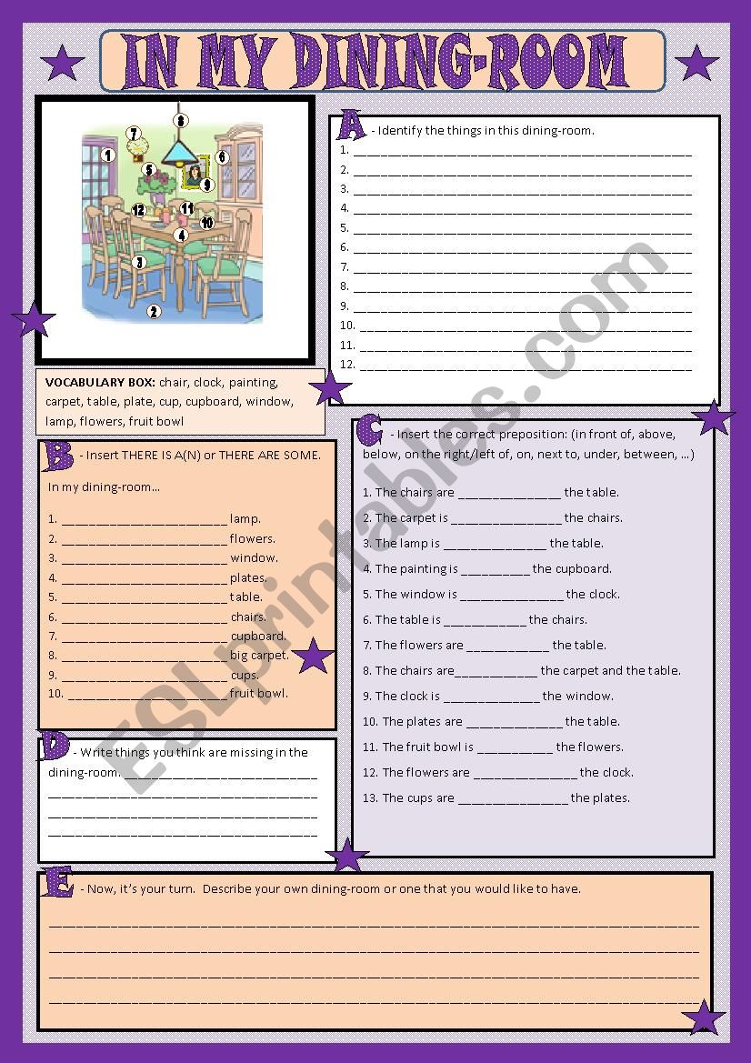 My dining-room worksheet