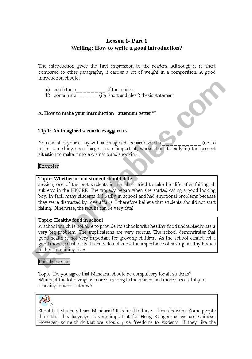 How to writie a good introduction and thesis statement for your essay? 