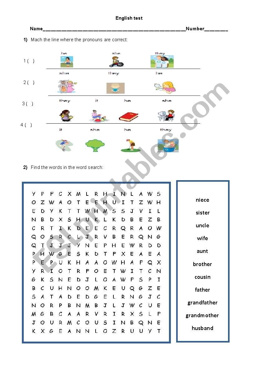 Pronoun and verb to be worksheet