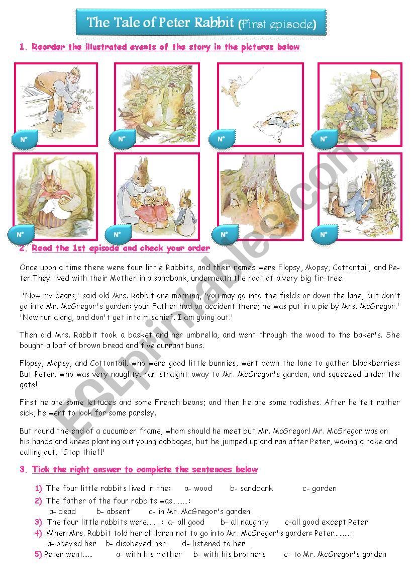 PETER RABBIT (1st episode) worksheet