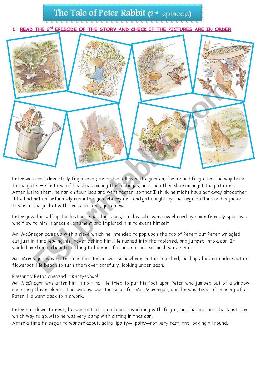 PETER RABBIT (2nd episode) worksheet