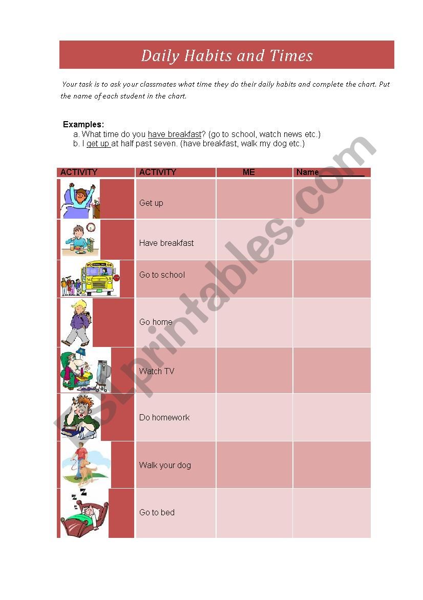 daily habit worksheet