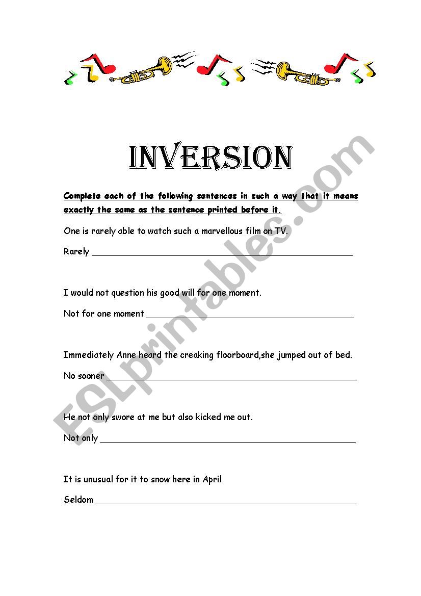 INVERSION worksheet