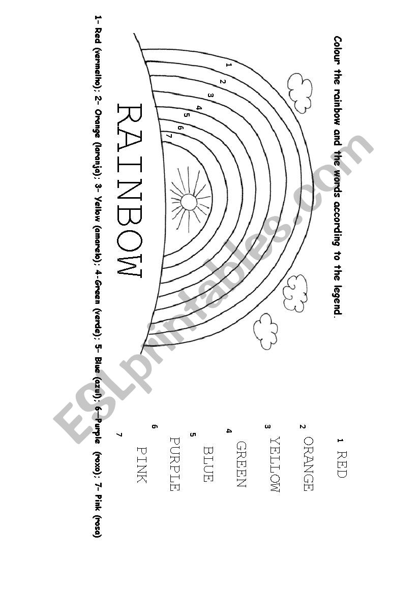 Colour the rainbow worksheet