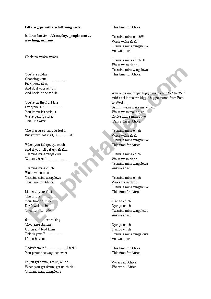 listening worksheet