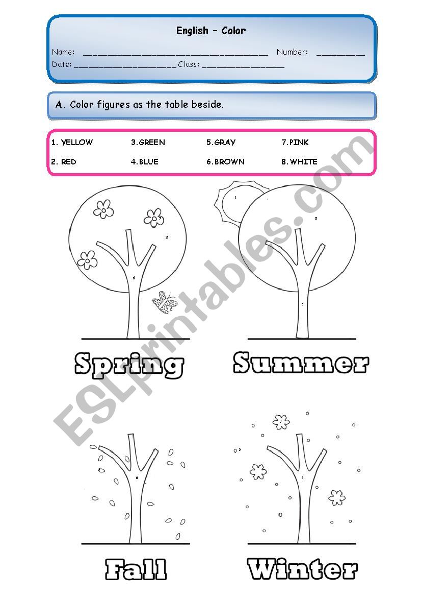 Color figures SEASONS as the table beside.