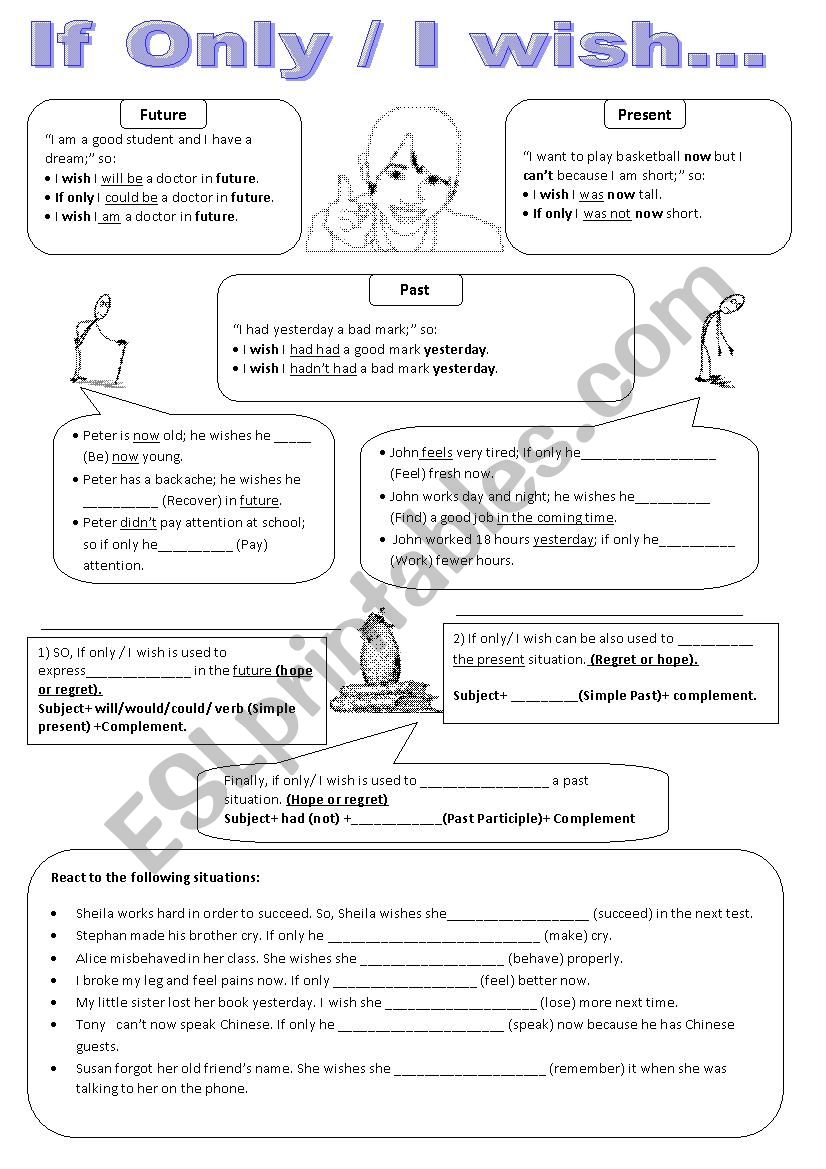 If only/ I wish  worksheet