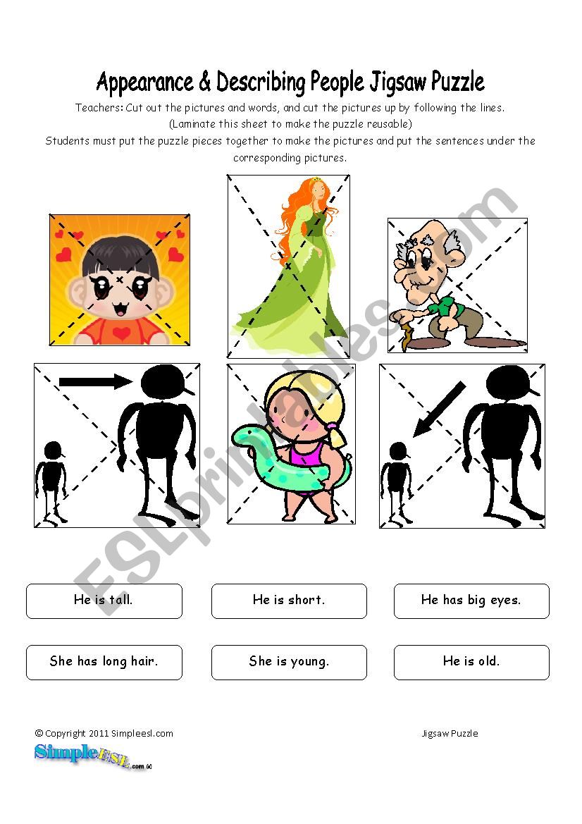 Appearance - adjective worksheet