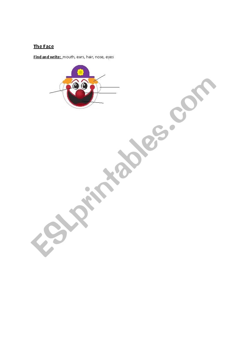 Comple the Face worksheet