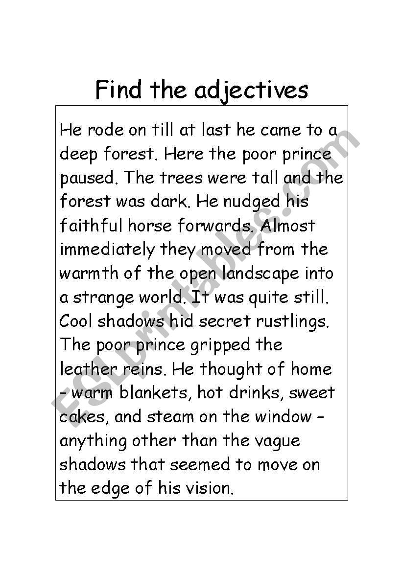 Adjectives worksheet