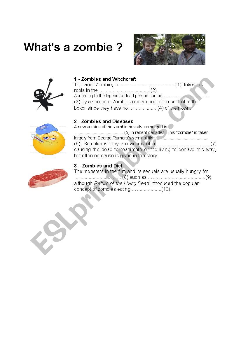 whatÂ´s a zombie worksheet