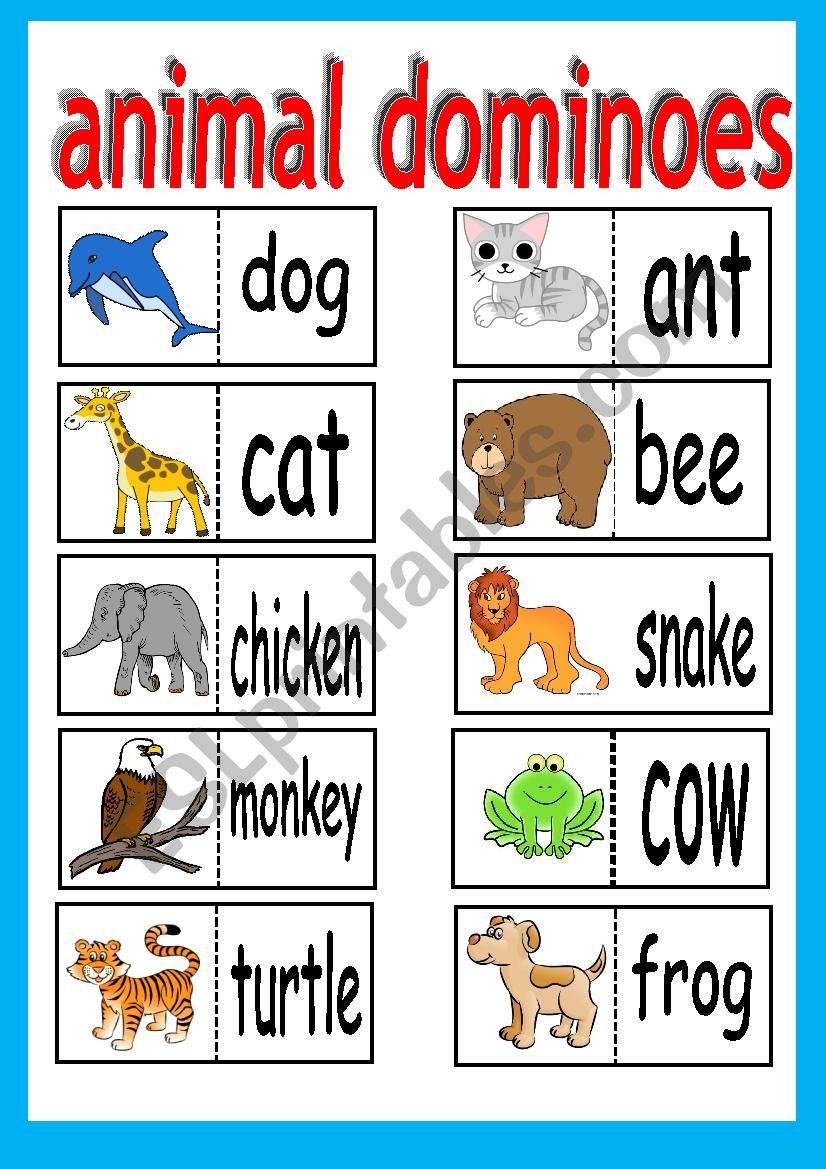 animal dominoes - 20 pieces - Part I