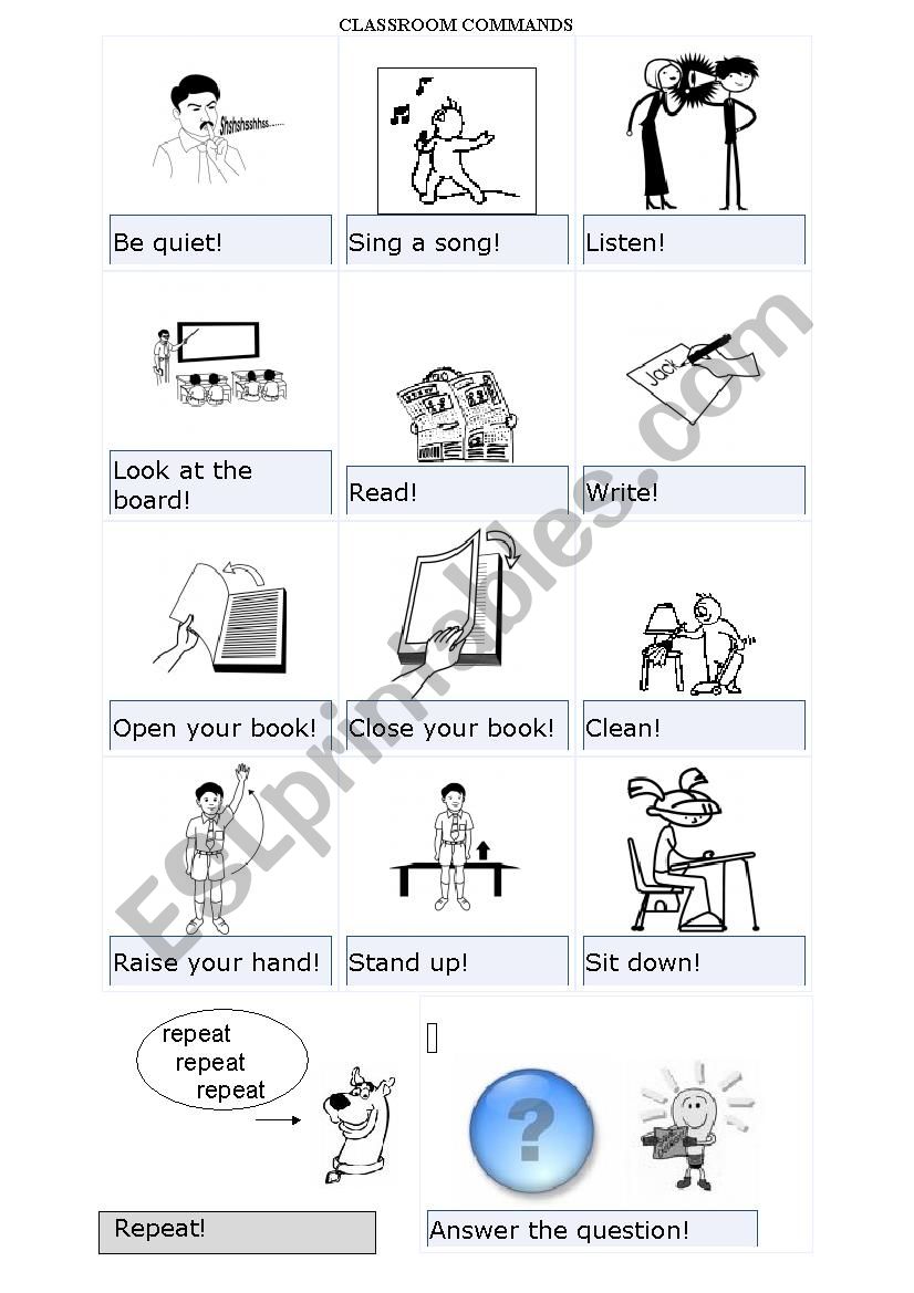 Classroom commands worksheet