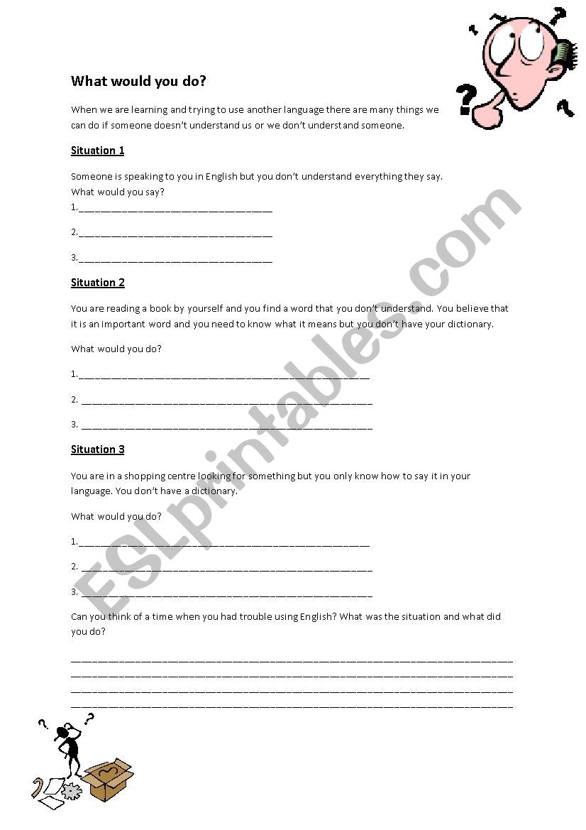 English strategies worksheet