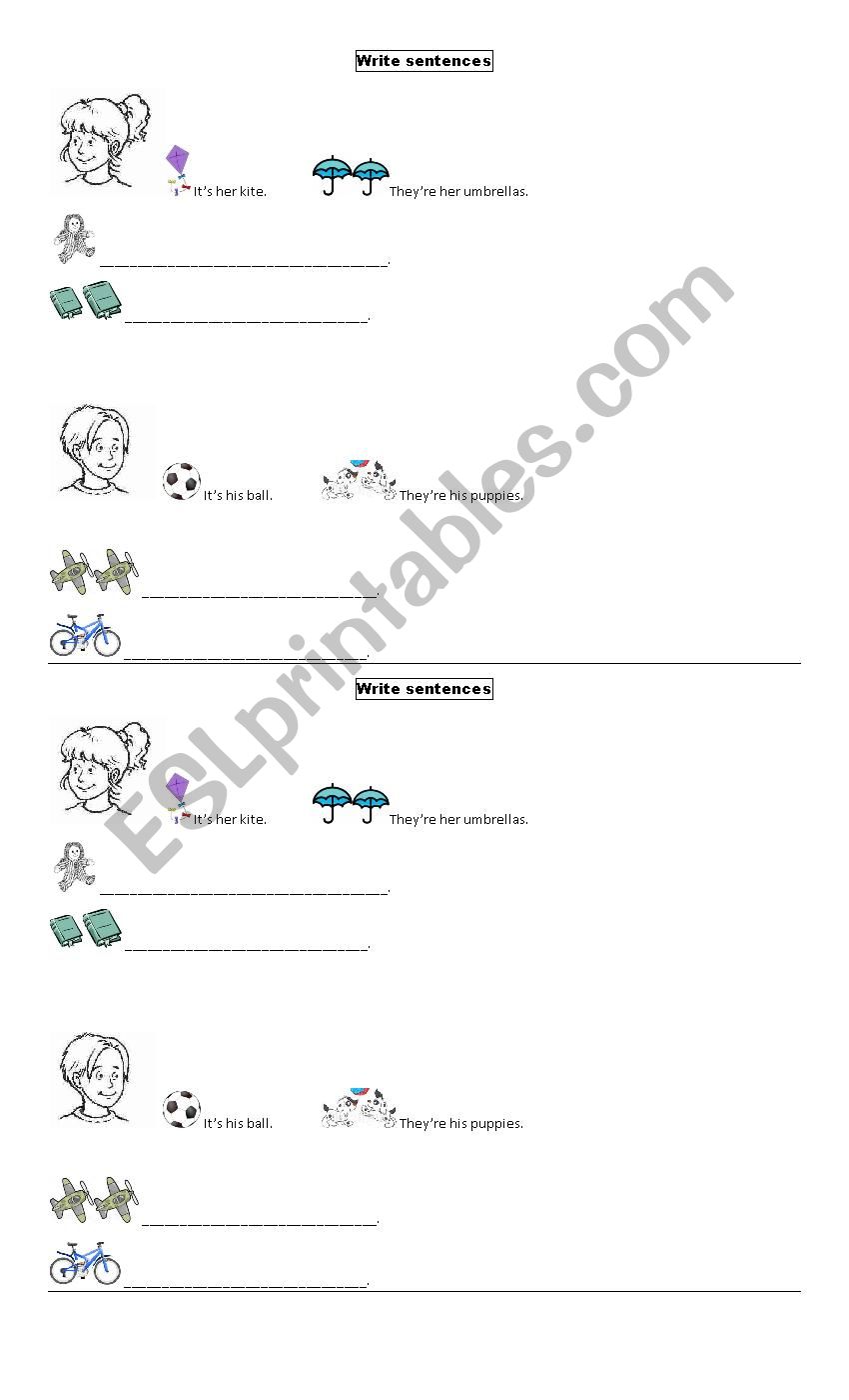 His/Her activity worksheet