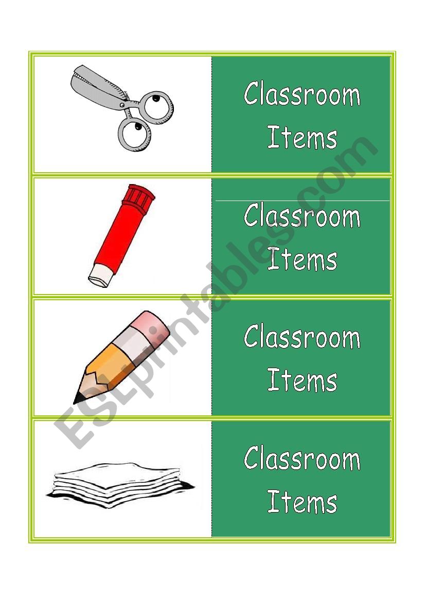 Classroom Items  worksheet