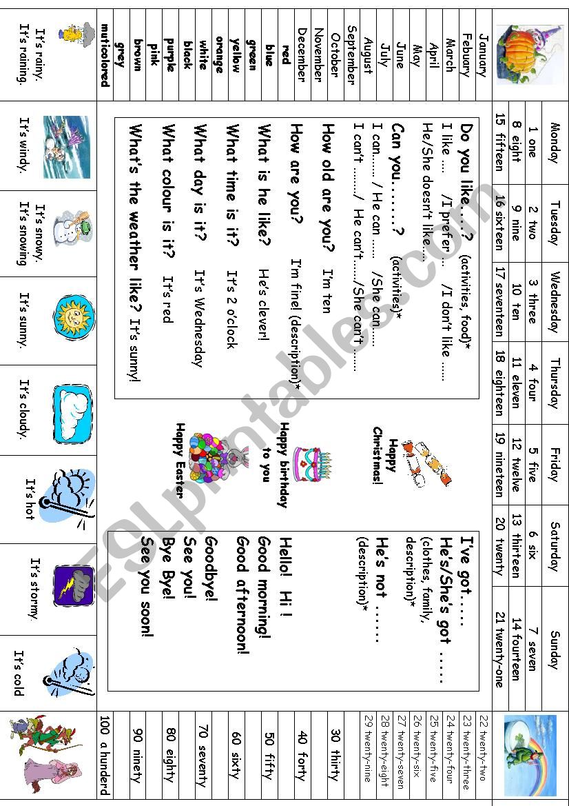 Revision worksheet