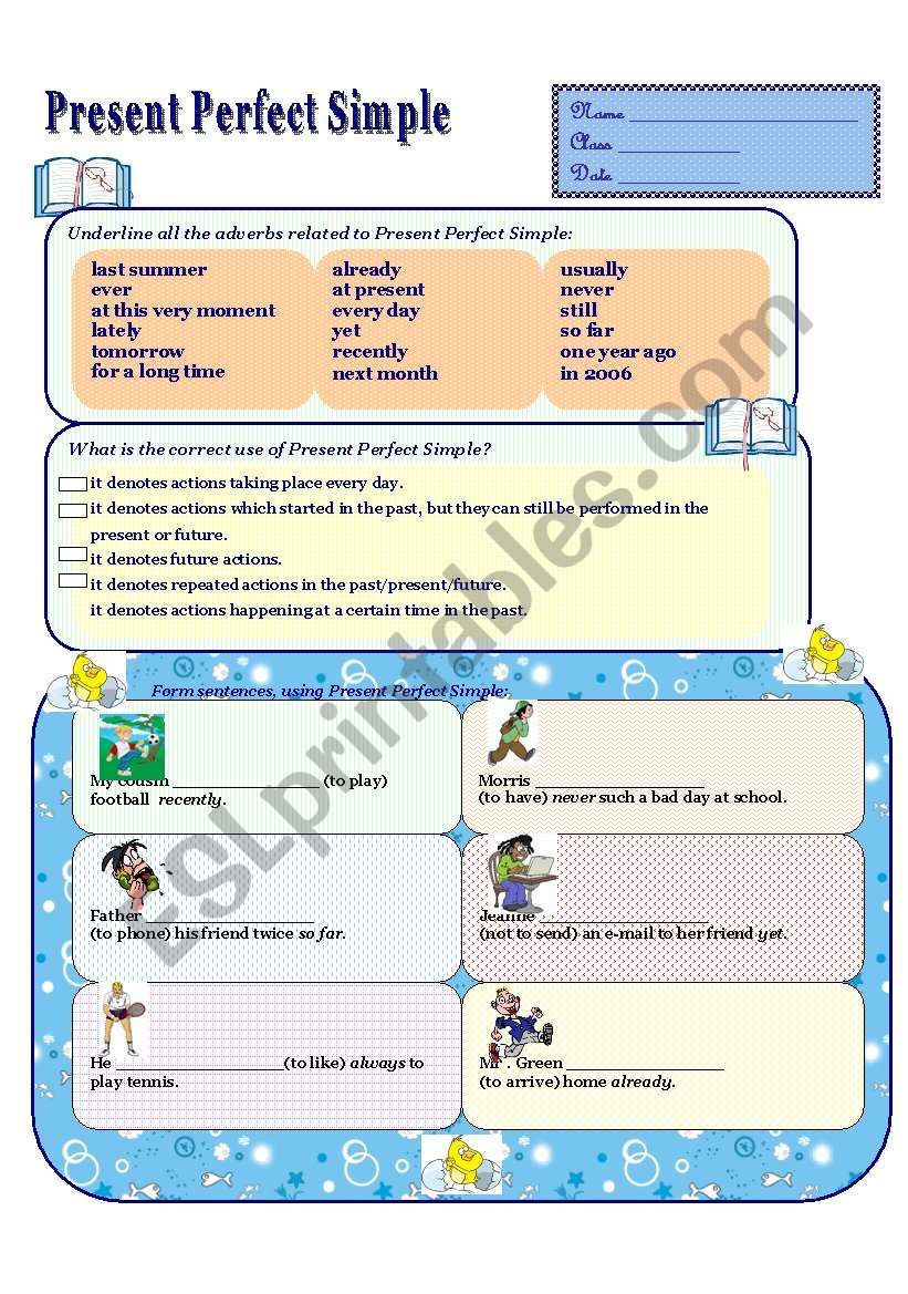 PRESENT PERFECT SIMPLE worksheet