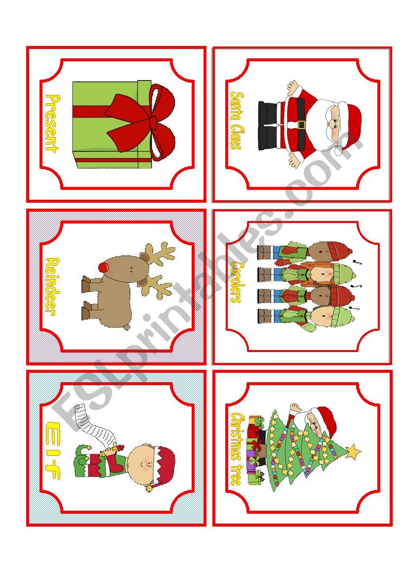 Christmas flashcards worksheet