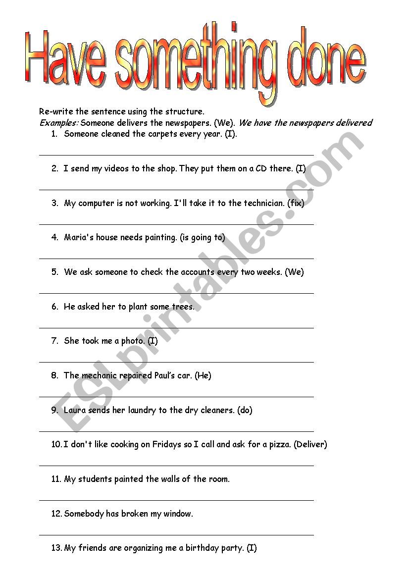 Have something done worksheet