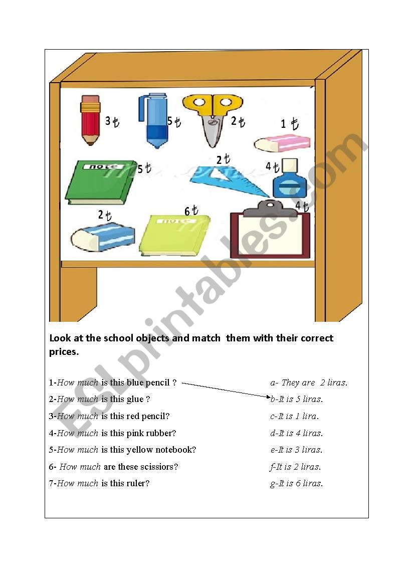 how much-matching worksheet