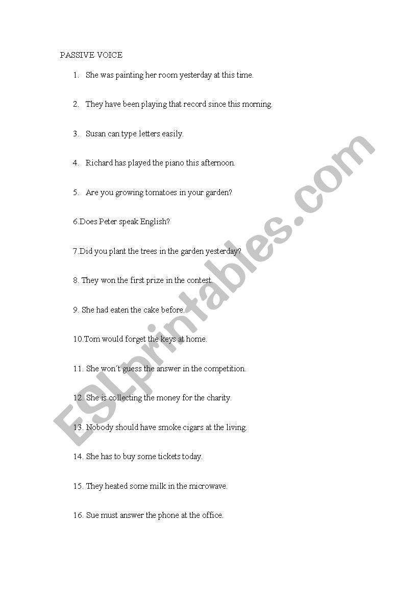 passive voice worksheet