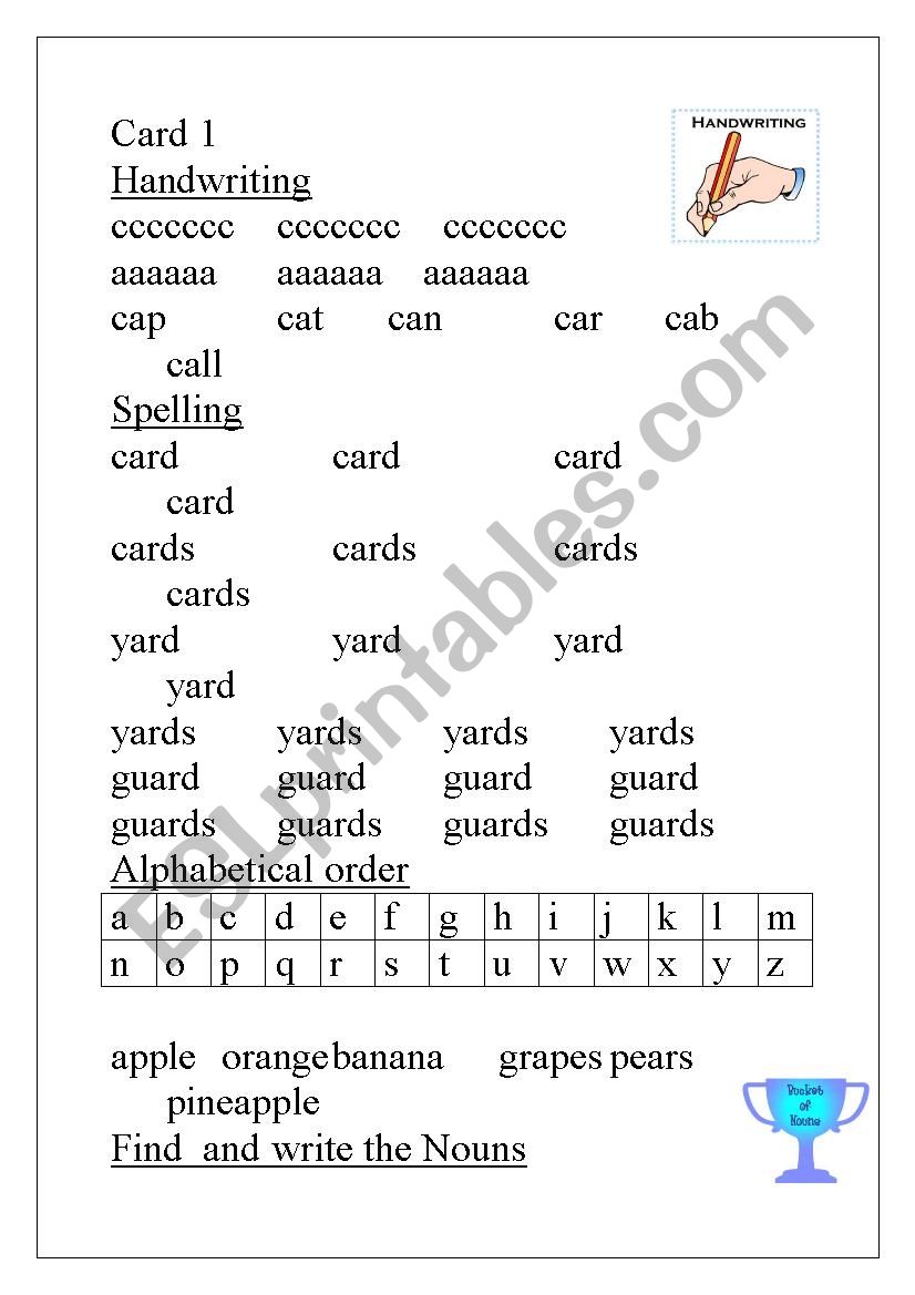 daily workcards mixed skills worksheet