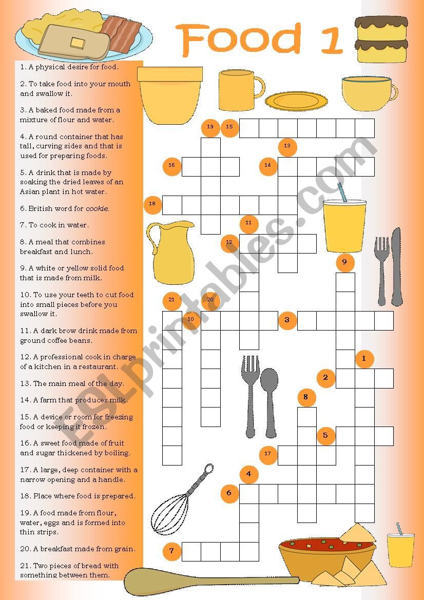 Food Crossword worksheet