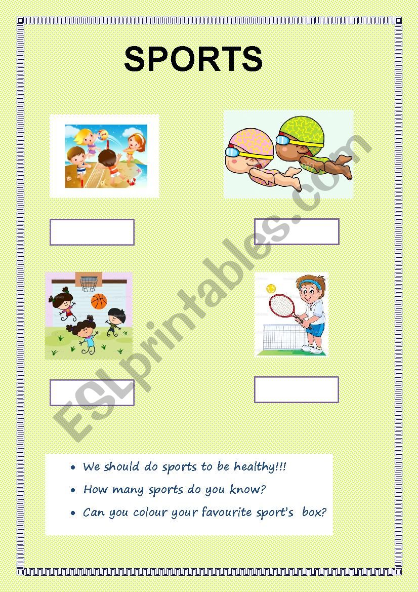 Sports worksheet