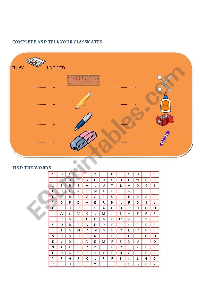 In my pencilcase (3 PAGES) worksheet