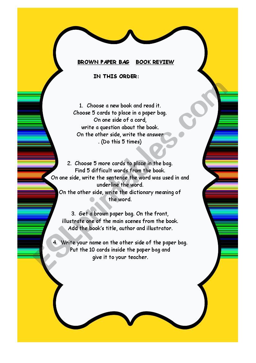 BROWN PAPER BAG BOOK REVIEW worksheet