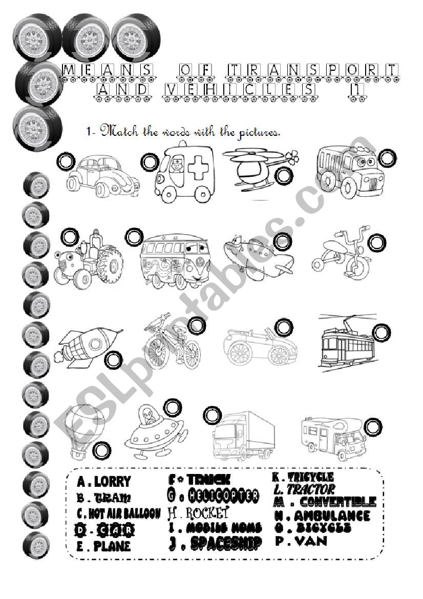 Means of Transport and Vehicles (1/2)