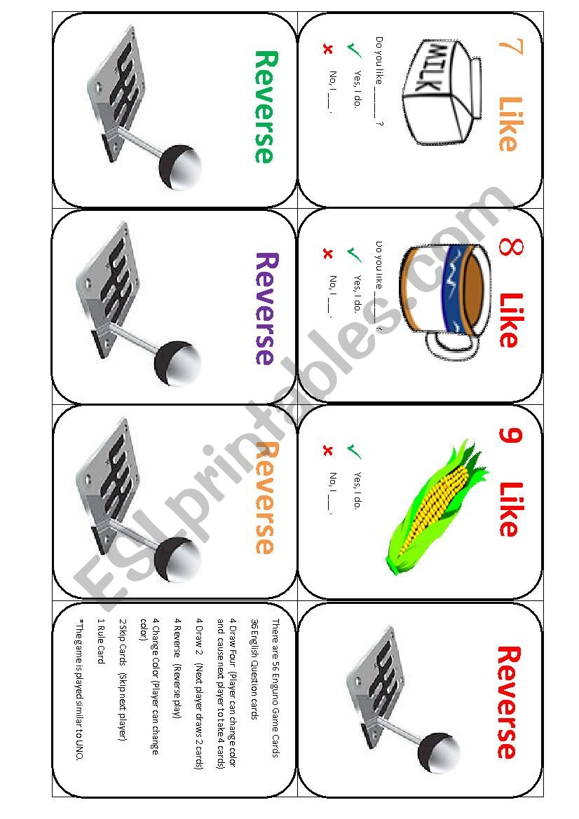 ENgUno Card Game part 4 worksheet