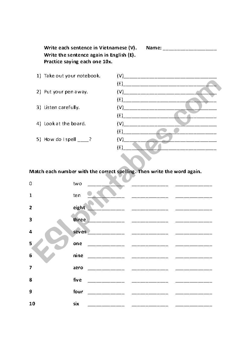 Early Class Phrases and Numbers