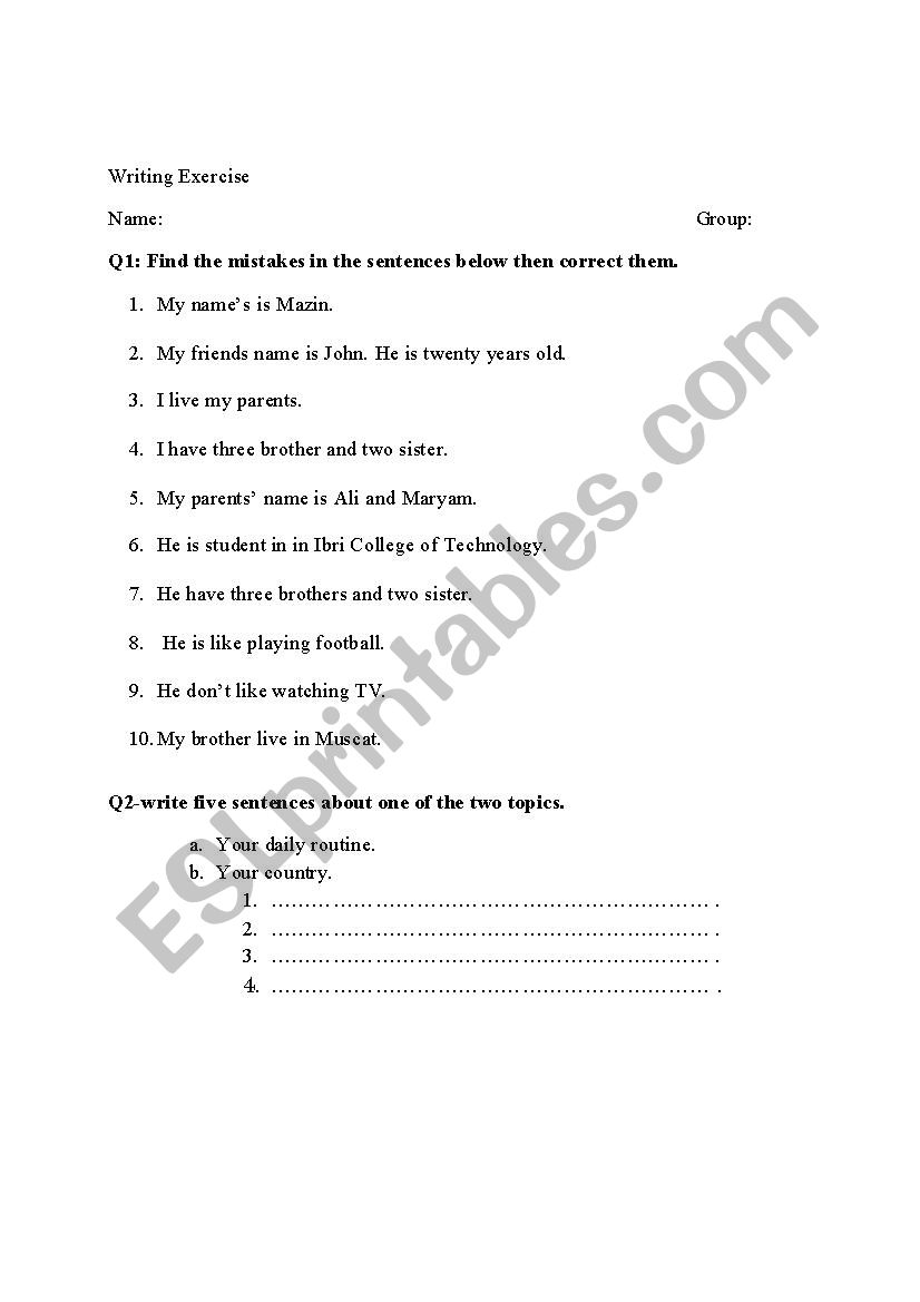 Think about editing worksheet